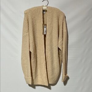 Eddie Bauer Ivory Waffle Knit Open Front Cardigan NWT M/L